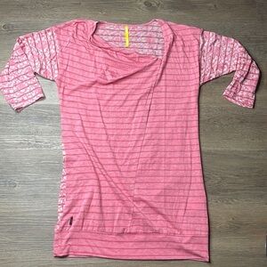 Lolë Women’s Pink Striped 3/4 Sleeve Long Tunic Top, Coverup, size small